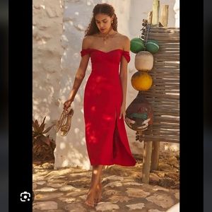 Reformation Bridgton Linen dress in Lipstick